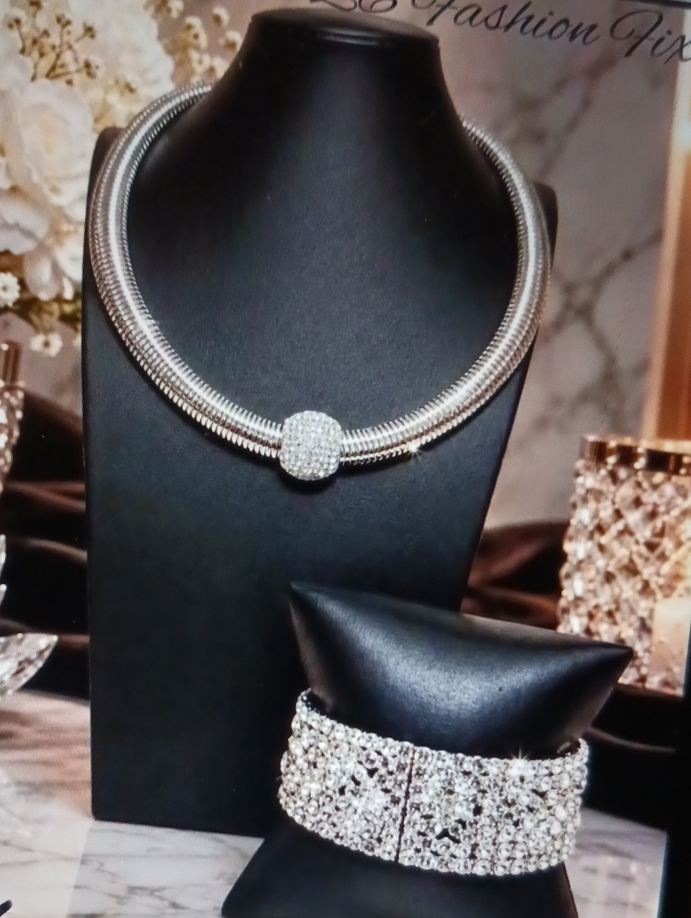 Crystal Statement Necklace & Bracelet Set